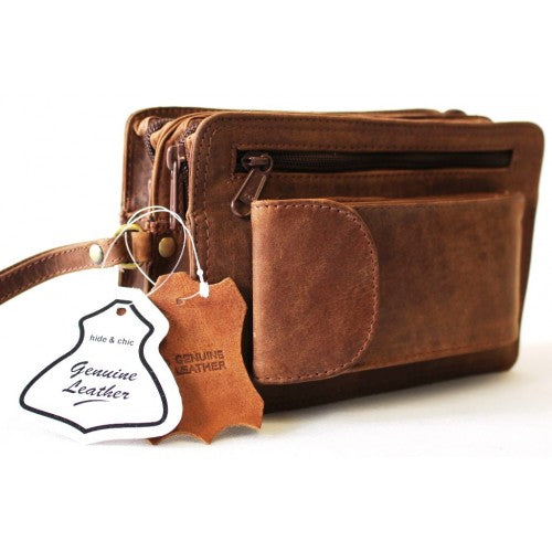 Hide & Chic Full Grain Hunter Leather Men’s Clutch Bag. Style No 52009