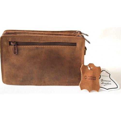 Hide & Chic Full Grain Hunter Leather Men’s Clutch Bag. Style No 52009