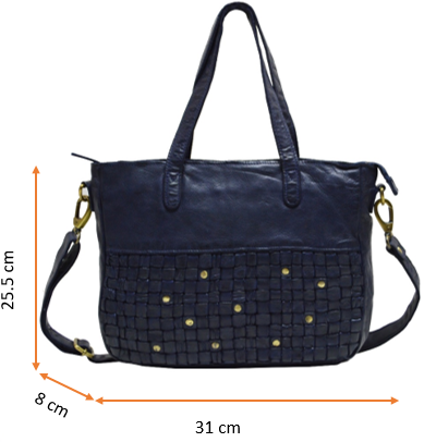 Quality Full Grain Washed Leather Handbag with Adjustable Shoulder Strap. Style No: 953.