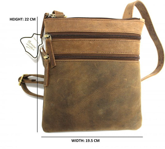 hide & chic  Quality Full Grain Hunter Leather Crossbody bag. Style: 62021