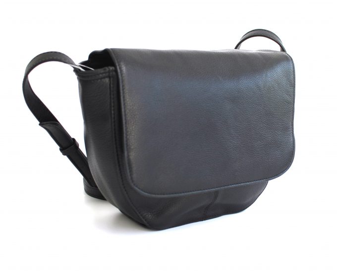 Hide & Chic Black Leather Crossbody Bag. Style: 61003