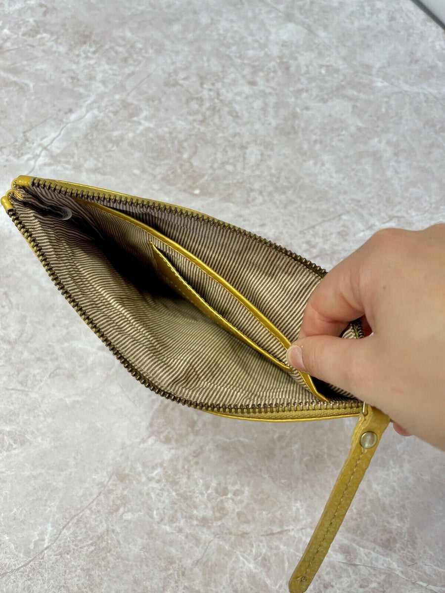 Quality Full Grain Leather Purse/ Clutch. LE 3548 - Gold. Hide & Chic
