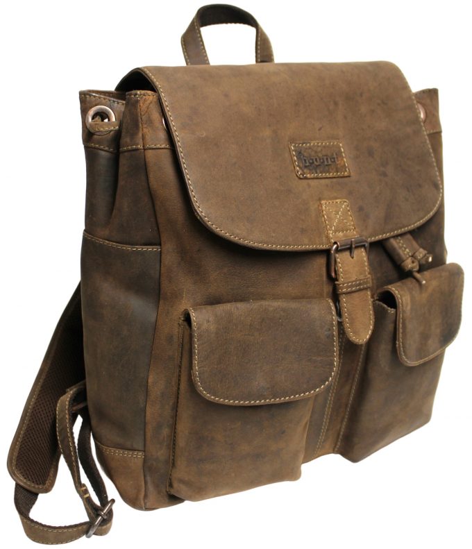 Quality Full Grain Leather Back Pack. Colours: Honey, Hunter or Brown. Style No: MR504102. .