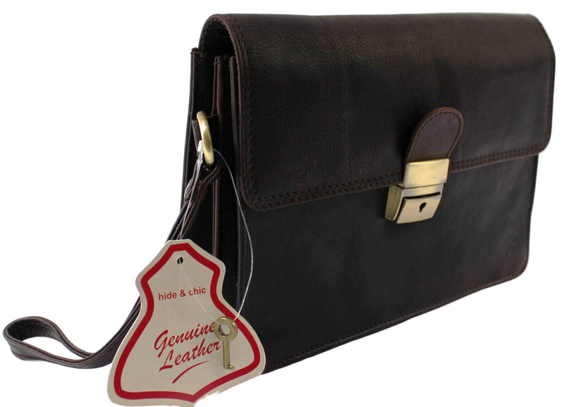 QUALITY FULL GRAIN OIL PULL UP LEATHER MEN'S CLUTCH BAG. BROWN. STYLE NO: 51013.